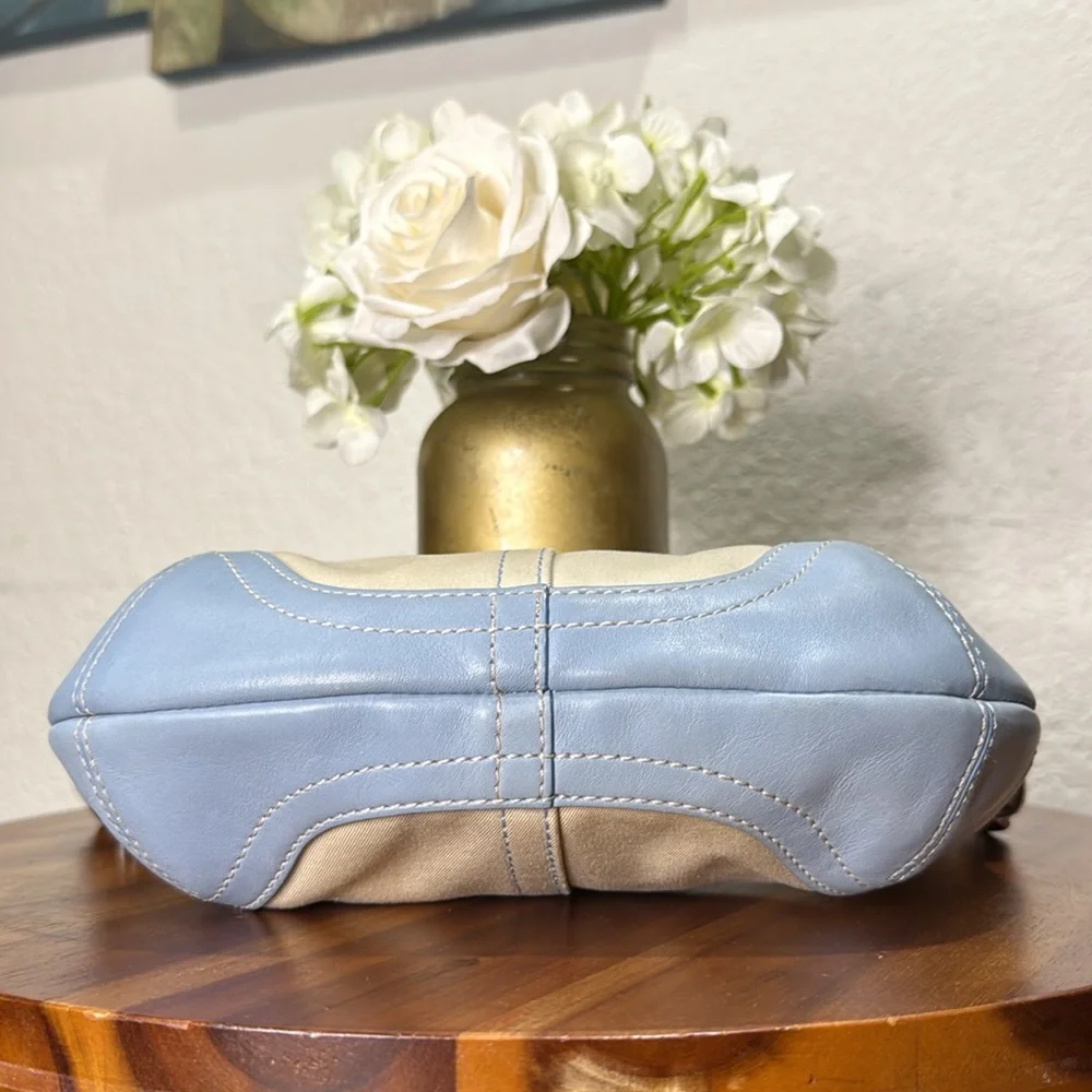 Coach RARE Y2K SoHo Blue & green Leather/Twill Hobo
Shoulder Bag L3J-4431 - Picture 9 of 13